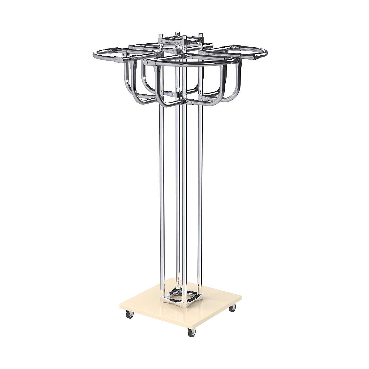 Торговое хромированное вешало с усиленными поручнями СЕКТОР №4 Крем Вайс