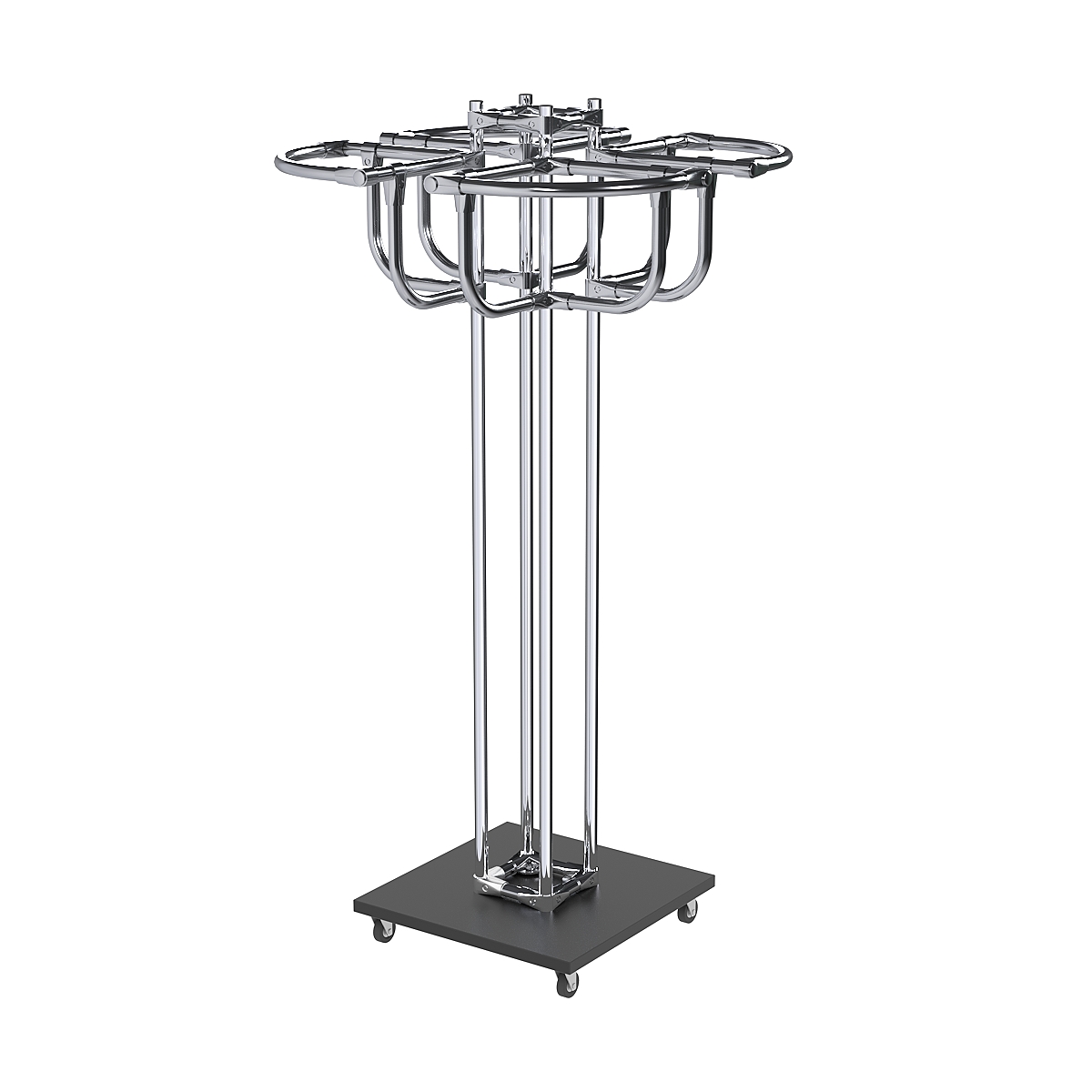 Торговое хромированное вешало с усиленными поручнями СЕКТОР №4 Черный