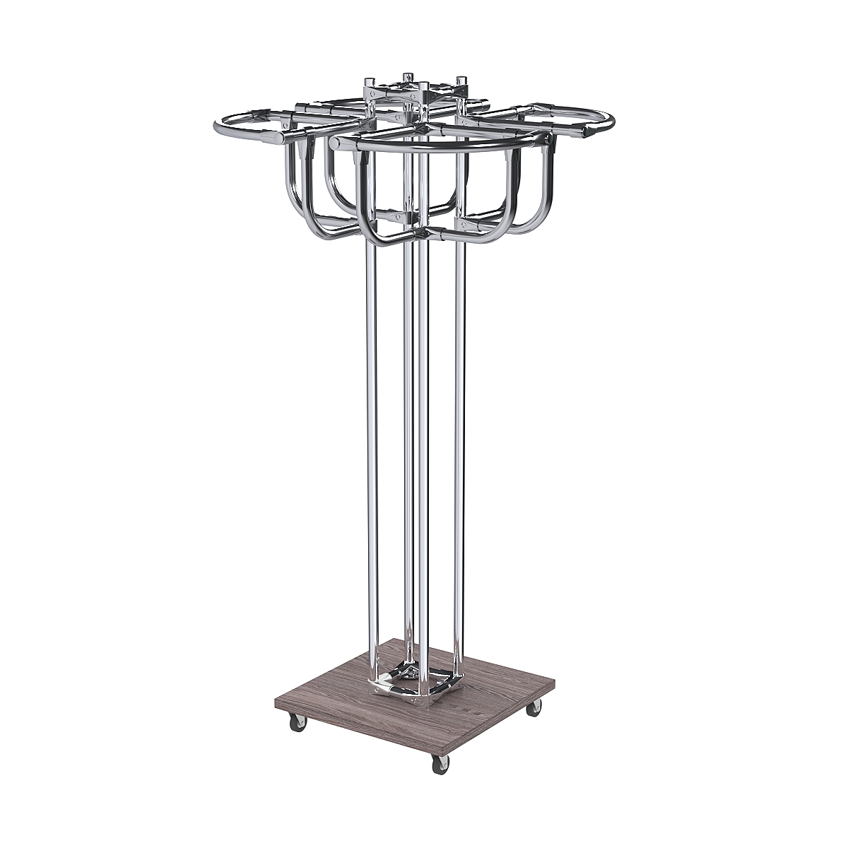 Торговое хромированное вешало с усиленными поручнями СЕКТОР №4 Ясень Анкор темный - U31105