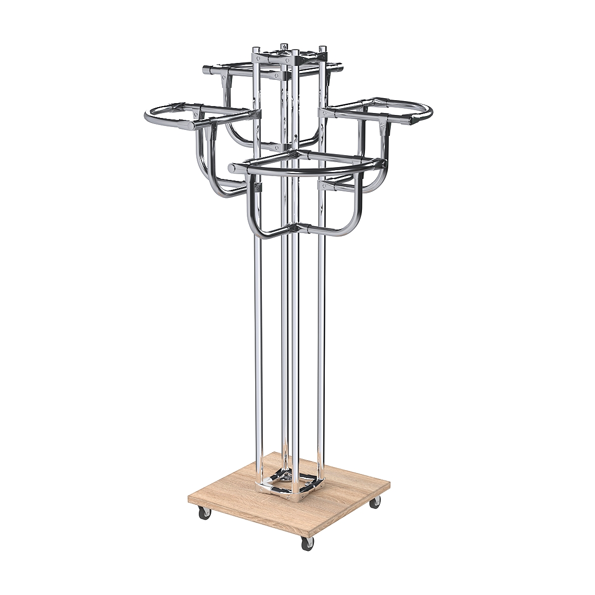 Торговое хромированное вешало с усиленными регулируемыми поручнями СЕКТОР №4-1 Дуб Сонома