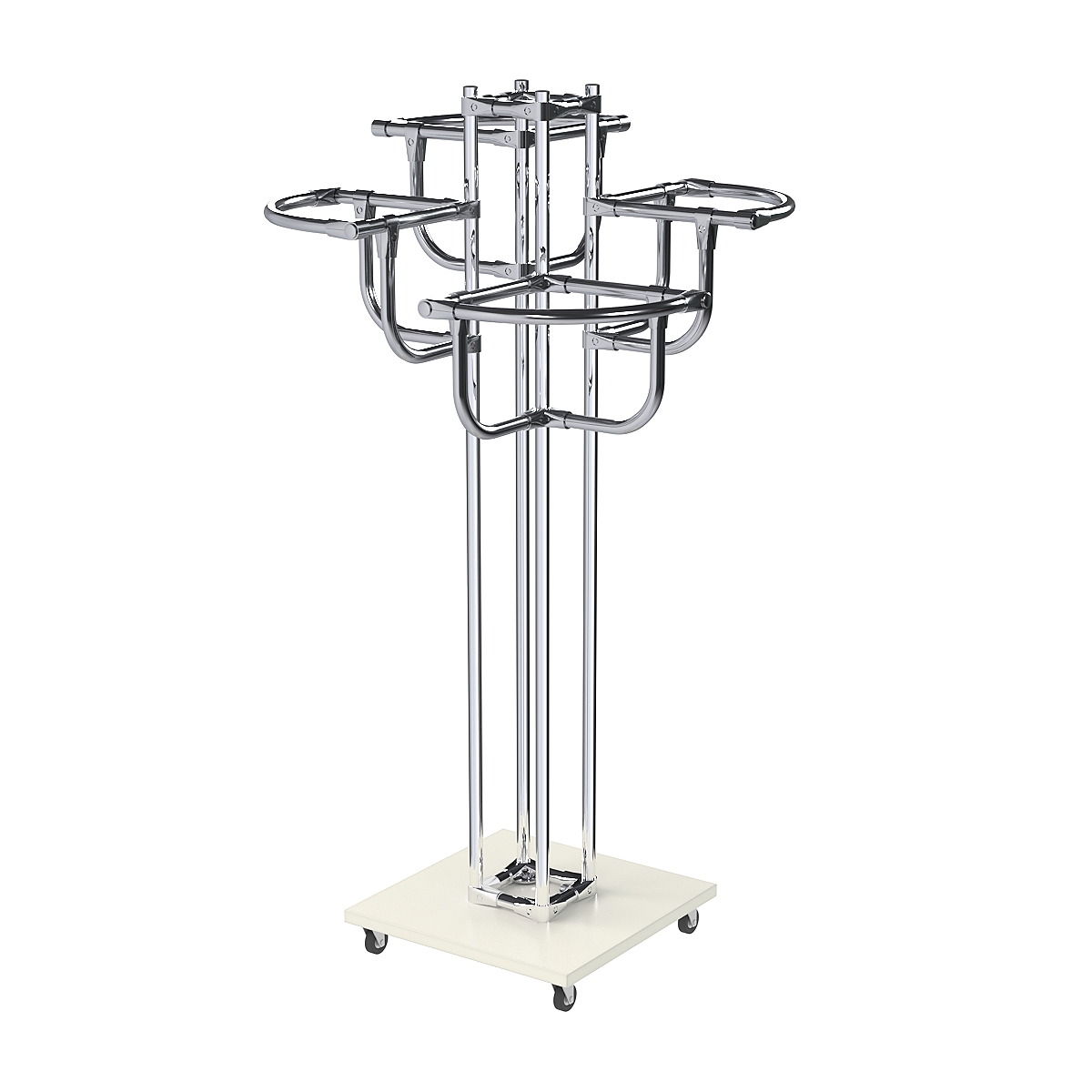 Торговое хромированное вешало с усиленными регулируемыми поручнями СЕКТОР №4-1 Белый