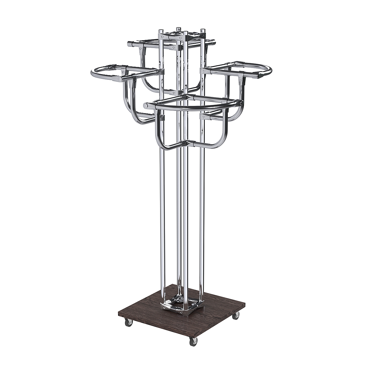 Торговое хромированное вешало с усиленными регулируемыми поручнями СЕКТОР №4-1 Дуб Венге