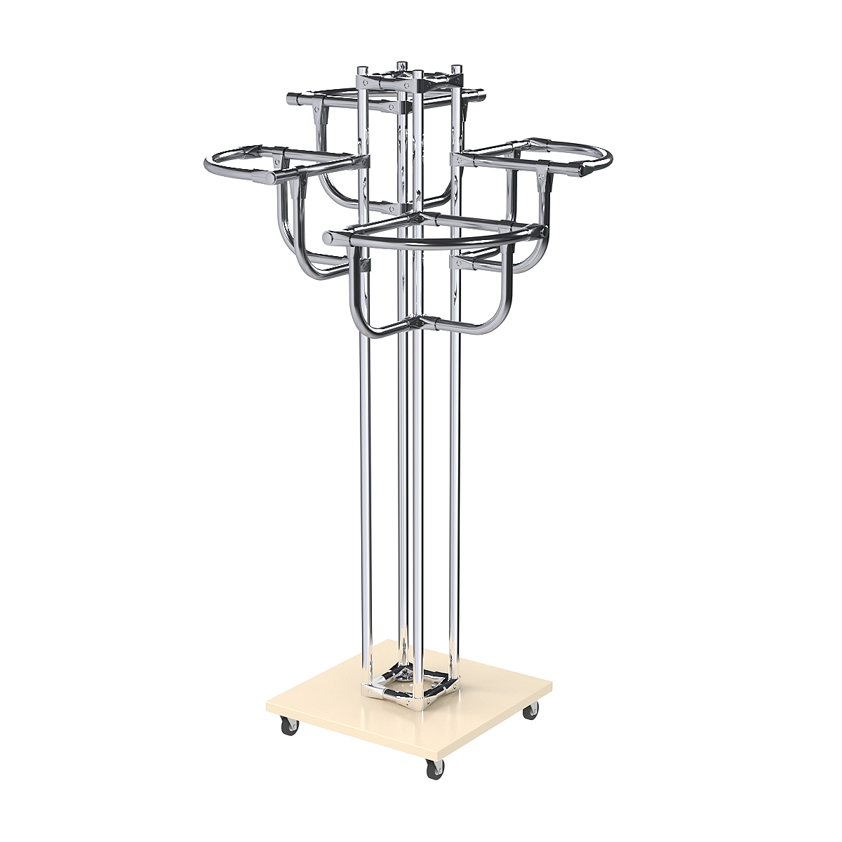 Торговое хромированное вешало с усиленными регулируемыми поручнями СЕКТОР №4-1 Крем Вайс