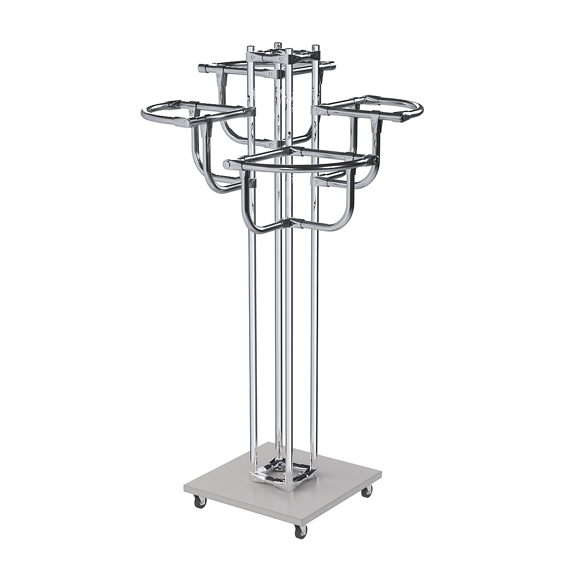 Торговое хромированное вешало с усиленными регулируемыми поручнями СЕКТОР №4-1 Серый