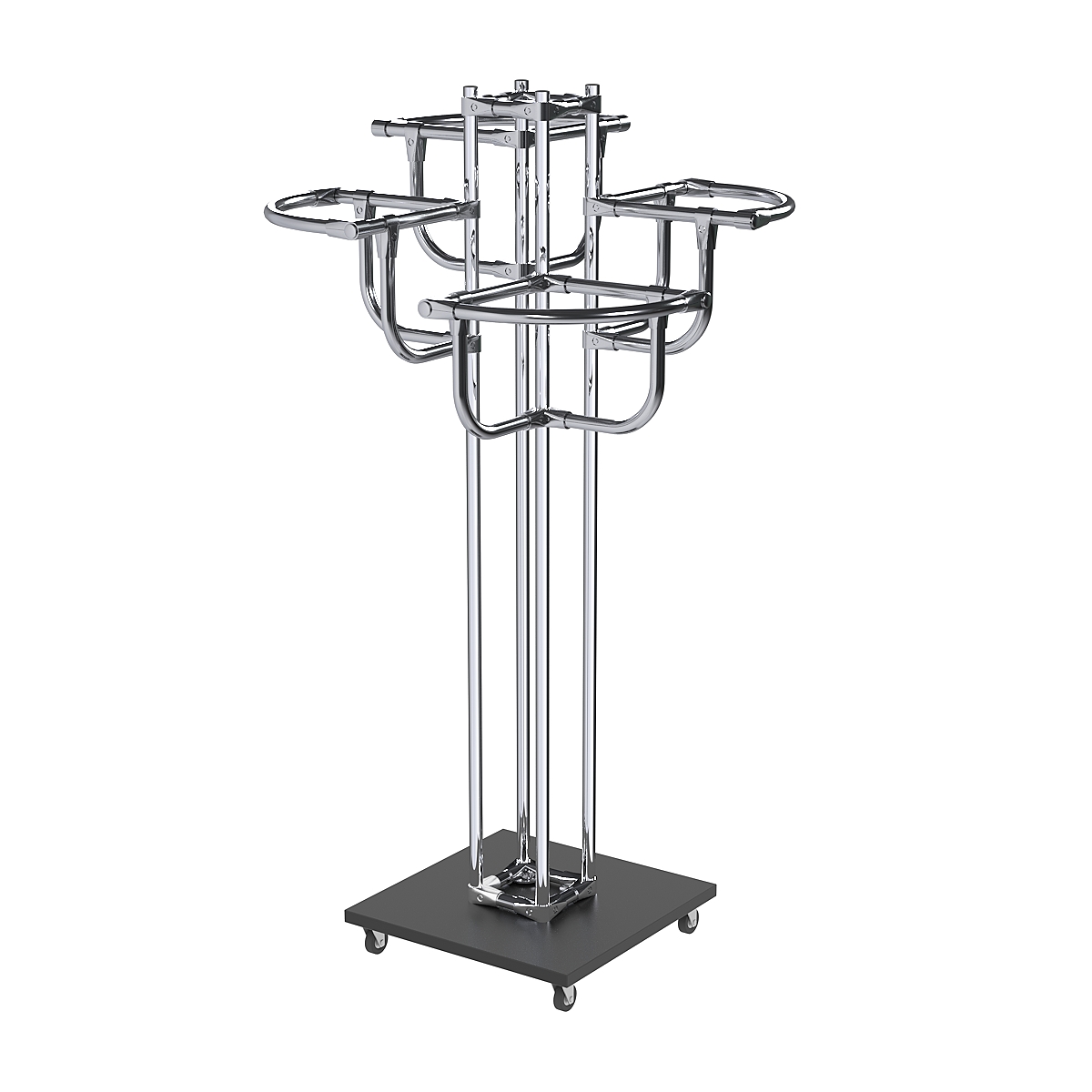 Торговое хромированное вешало с усиленными регулируемыми поручнями СЕКТОР №4-1 Черный