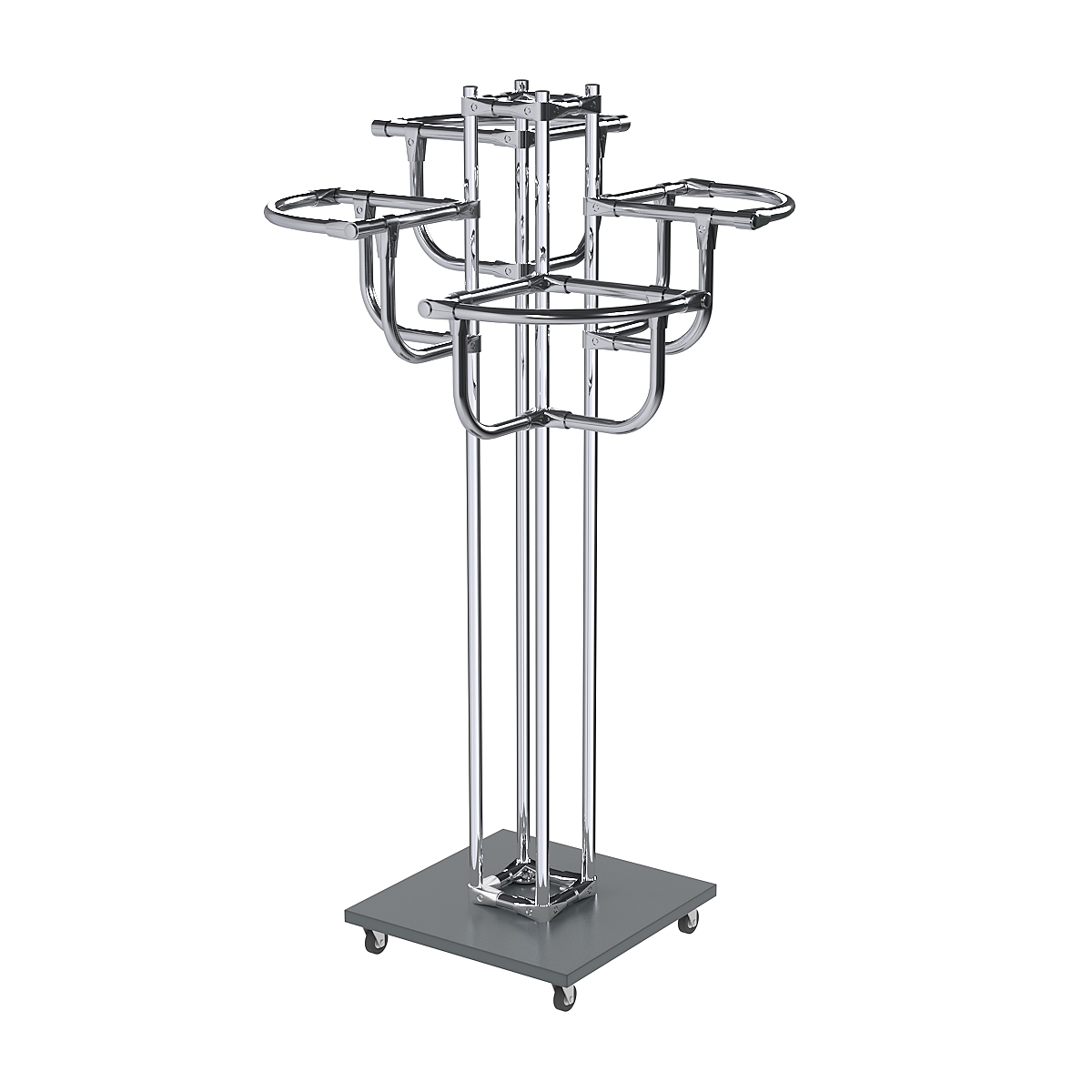 Торговое хромированное вешало с усиленными регулируемыми поручнями СЕКТОР №4-1 Темно-Серый