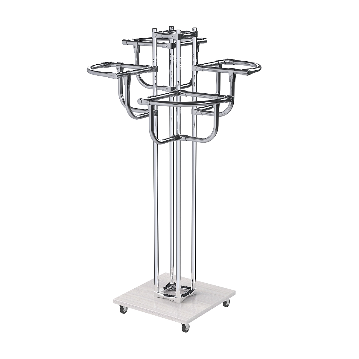 Торговое хромированное вешало с усиленными регулируемыми поручнями СЕКТОР №4-1 Ясень Анкор светлый - U31104