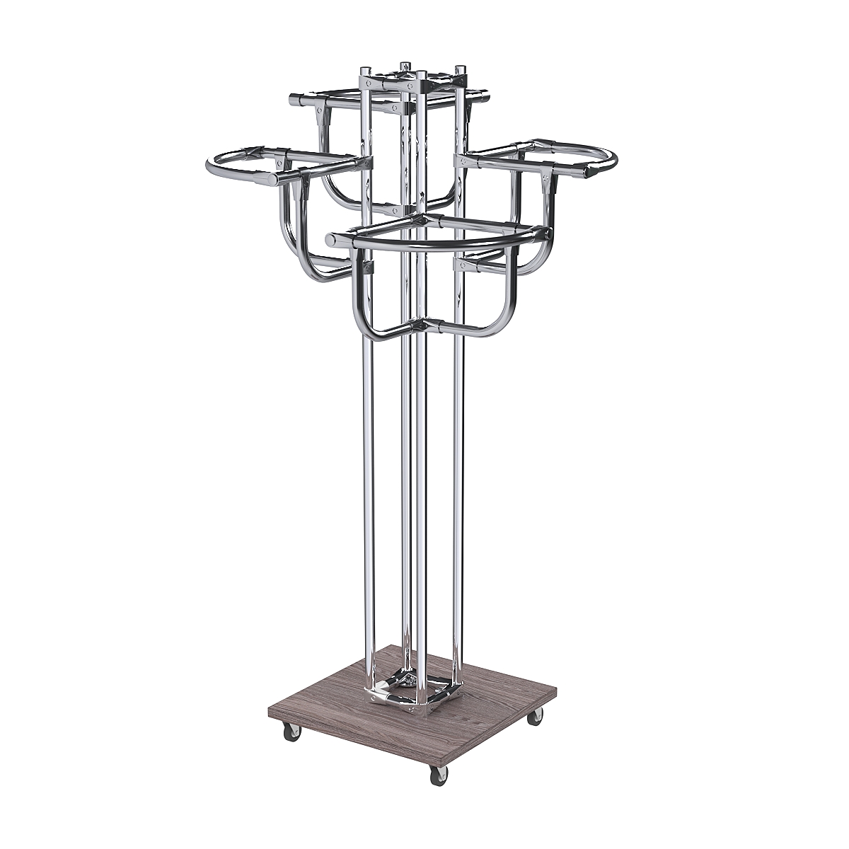 Торговое хромированное вешало с усиленными регулируемыми поручнями СЕКТОР №4-1 Ясень Анкор темный - U31105