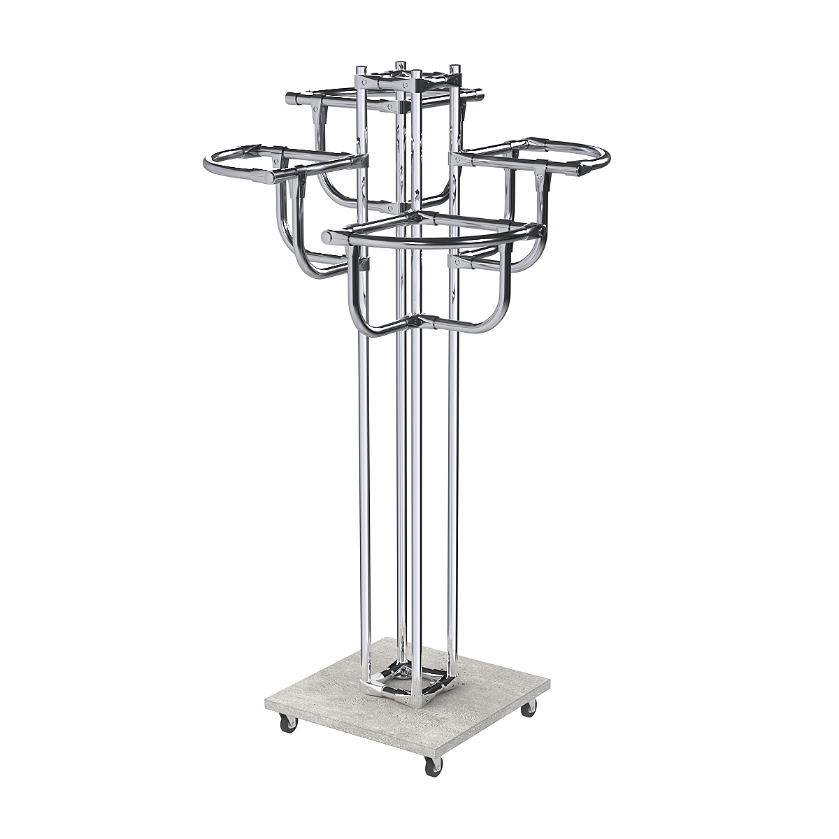 Торговое хромированное вешало с усиленными регулируемыми поручнями СЕКТОР №4-1 Метрополитан Грей