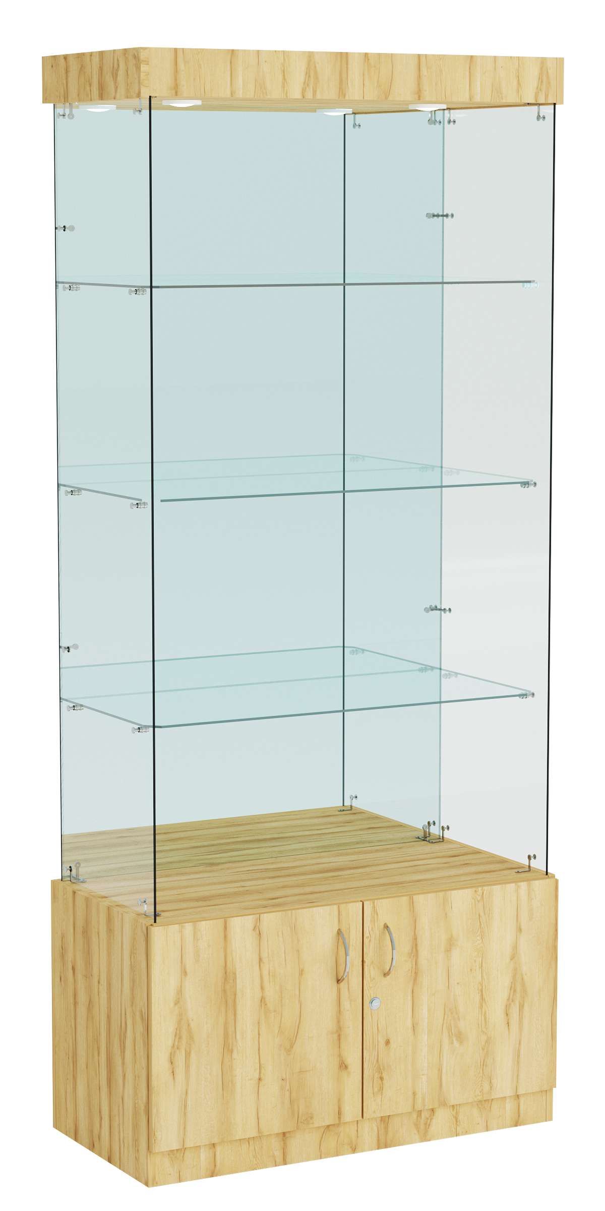 Витрина ИСТРА №103 прямоугольная (З/C - зеркало), без дверей Дуб Золотистый