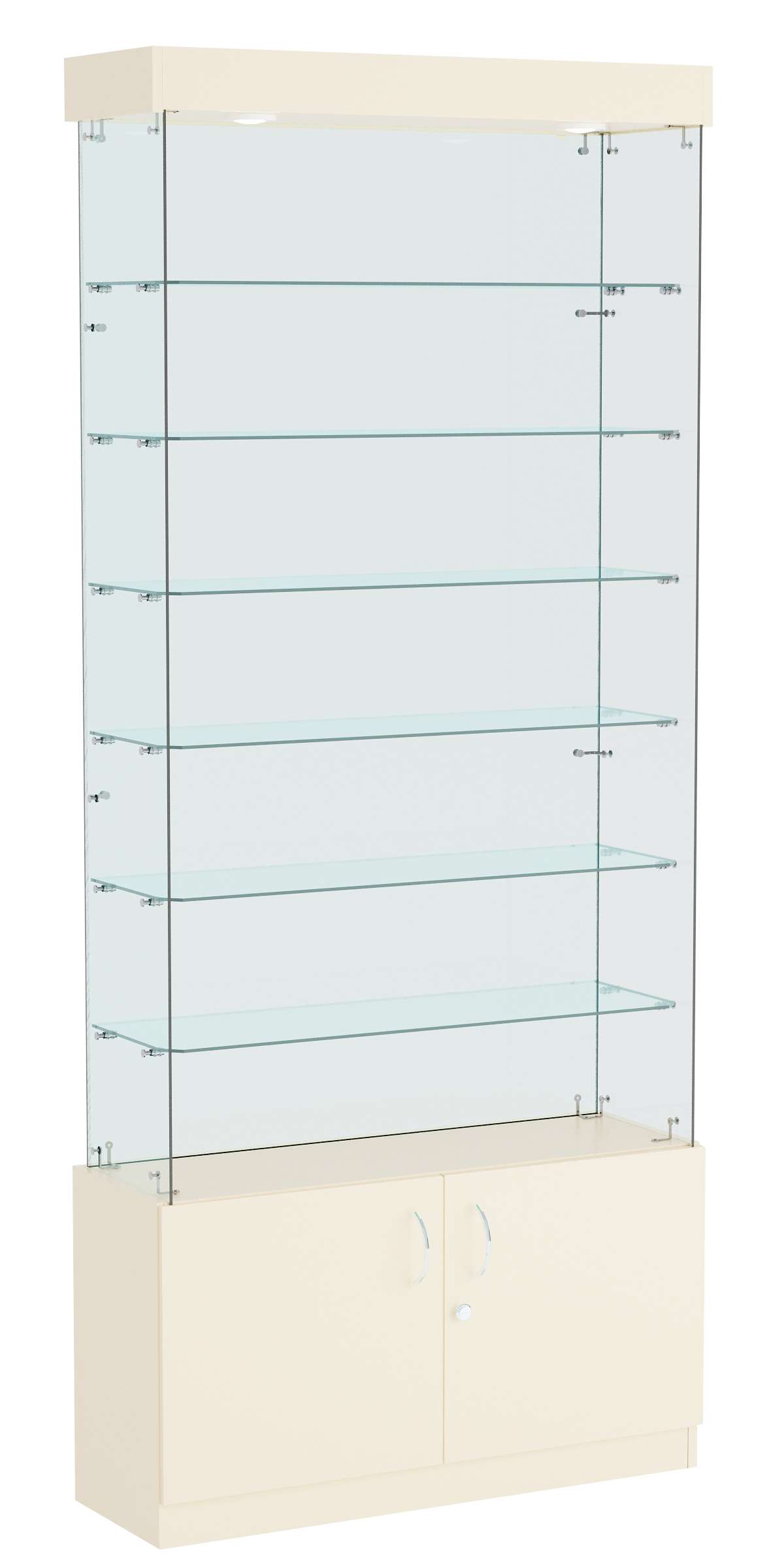 Витрина ИСТРА №131 прямоугольная (З/C - стекло), без дверей. Крем Вайс