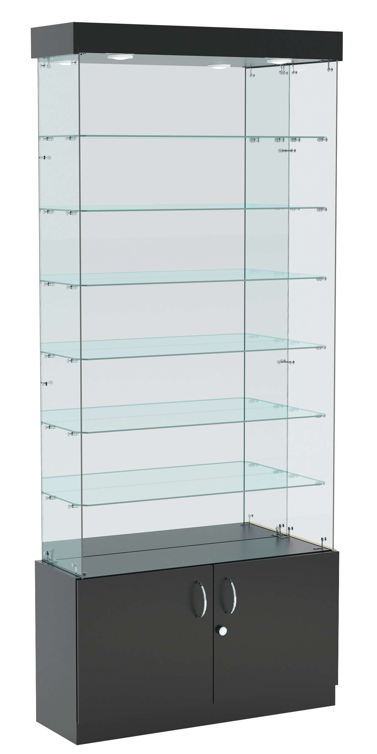 Витрина ИСТРА №132 прямоугольная (З/C - зеркало), без дверей Черный