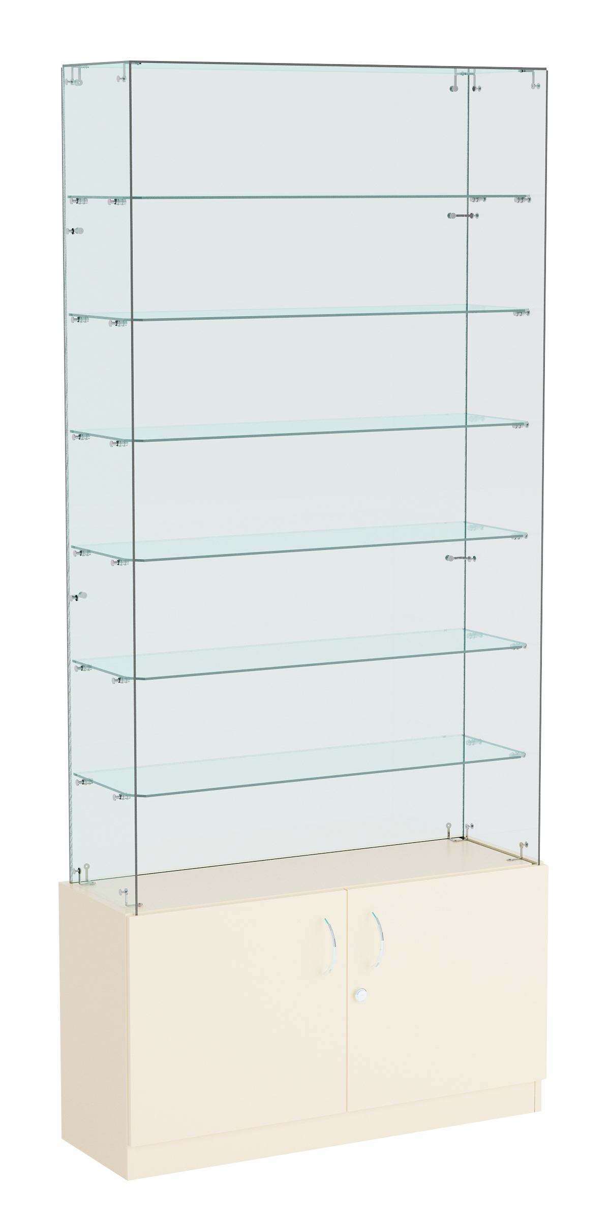 Витрина ИСТРА №133 прямоугольная (З/C - стекло), без дверей Крем Вайс