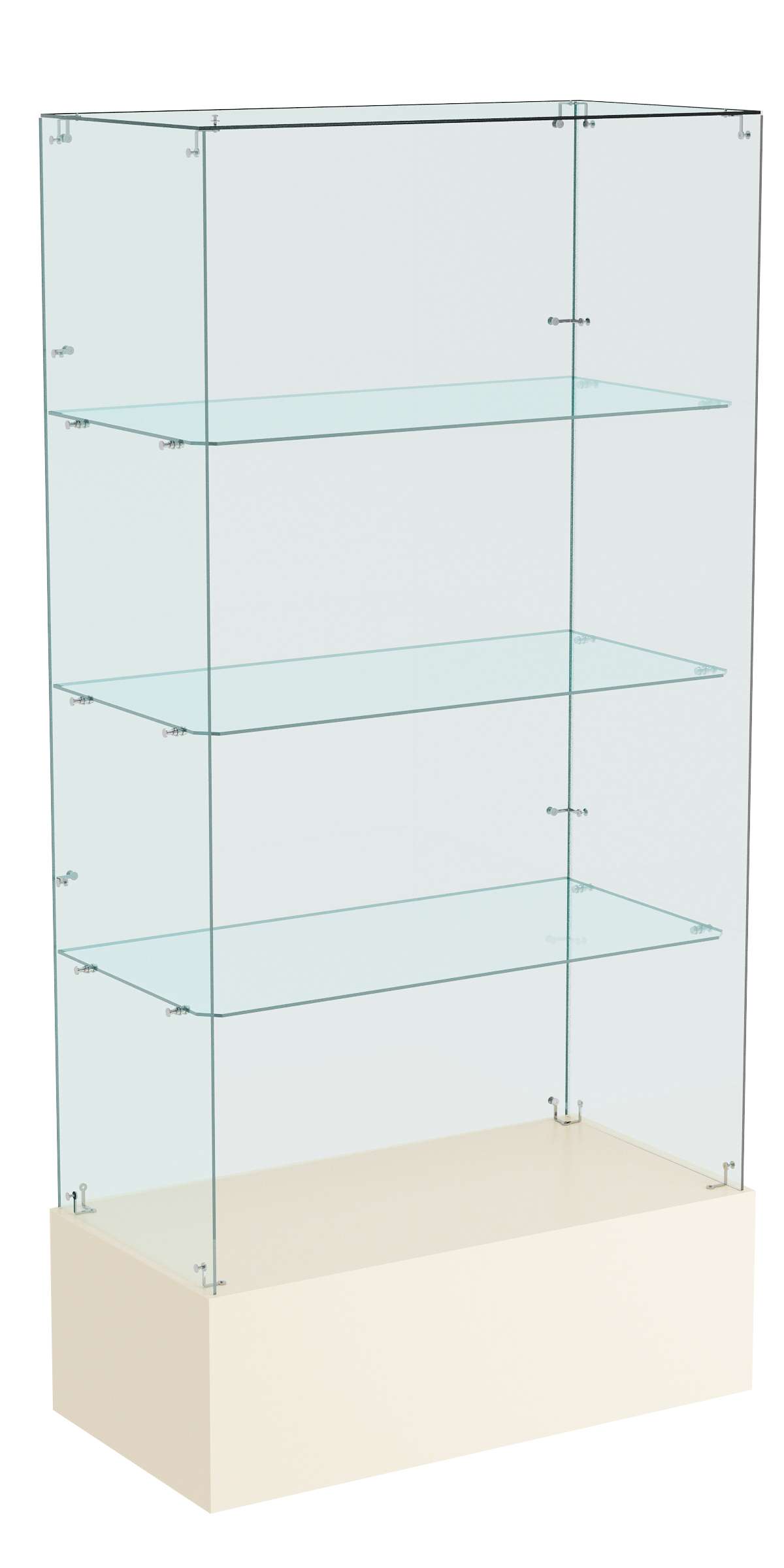 Витрина ИСТРА №111 прямоугольная (З/C - зеркало), без дверей Крем Вайс