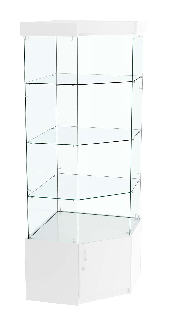 Витрина "Истра" угловая №113, пятигранная, (З.С-стекло), без дверей. Белый