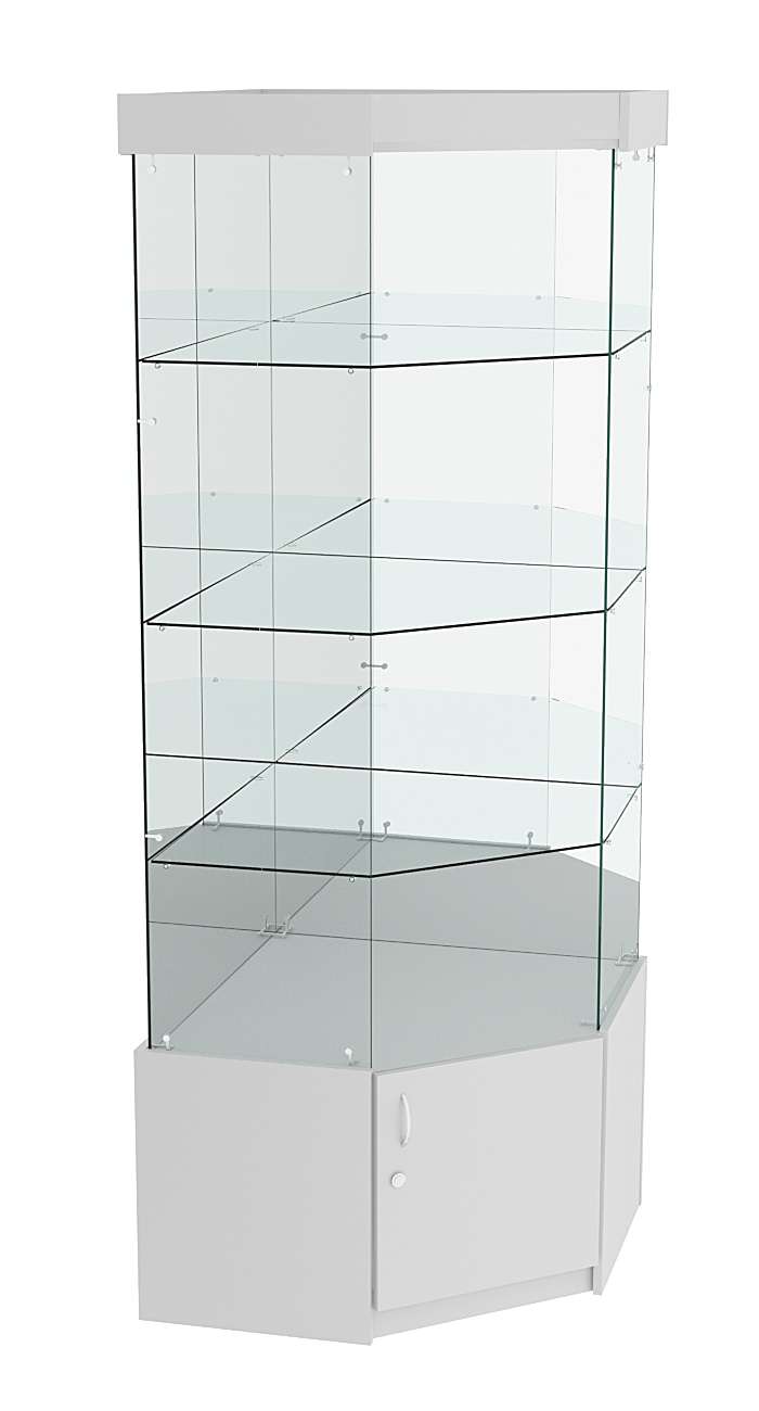 Витрина "Истра" угловая №114, пятигранная, (З.С-зеркало), без дверей. Серый