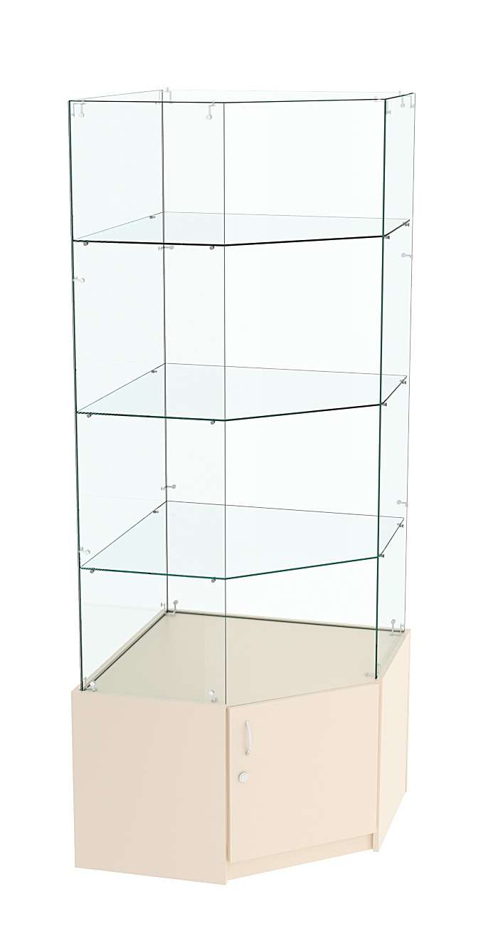 Витрина "Истра" угловая №115, пятигранная, (З.С-стекло), без дверей. Крем Вайс