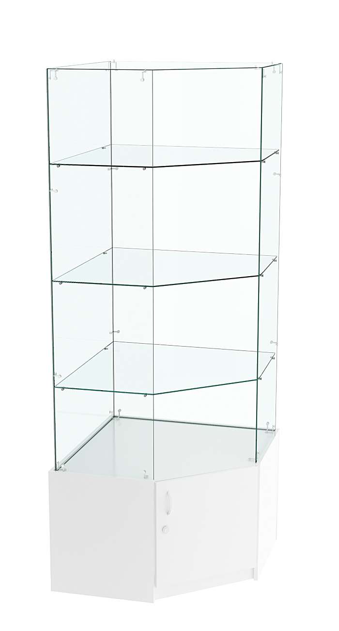 Витрина "Истра" угловая №115, пятигранная, (З.С-стекло), без дверей. Белый