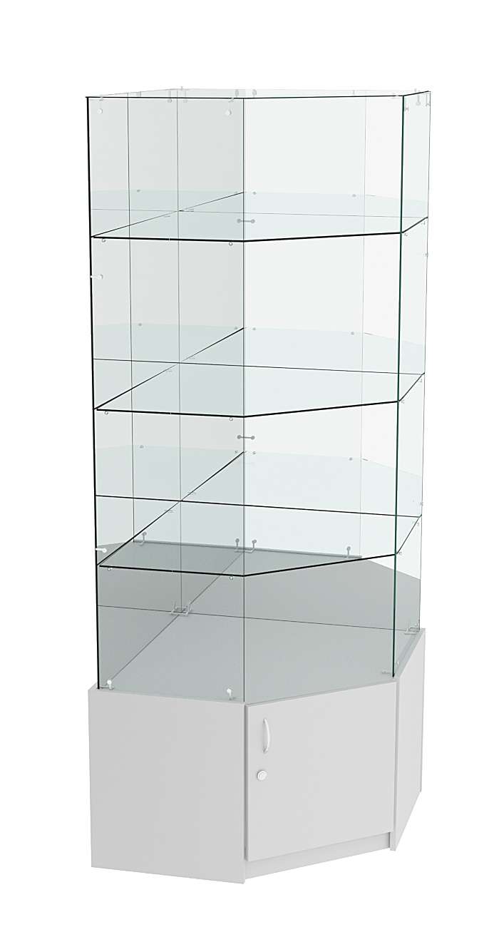 Витрина "Истра" угловая №116, пятигранная, (З.С-зеркало), без дверей. Серый