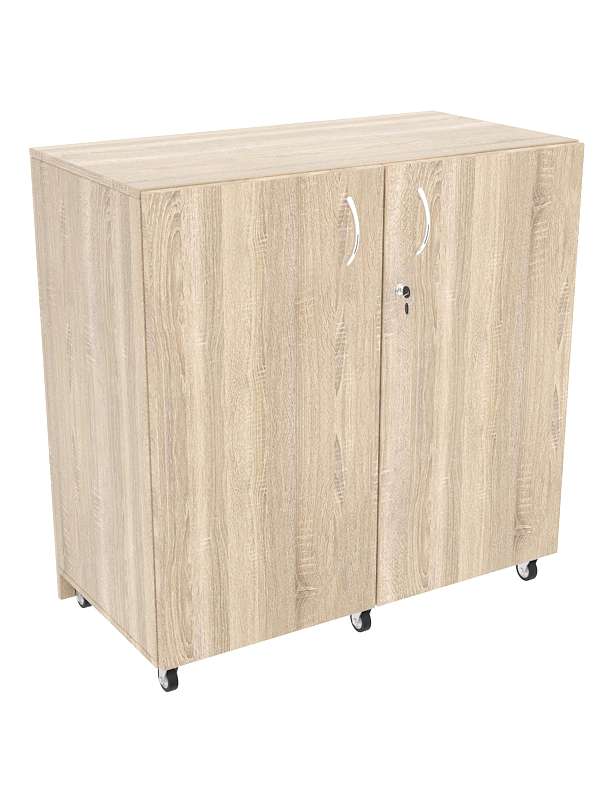 Прилавок Истра №120 прямоугольный с дверками на стальных колесах (закрытый) Дуб сонома