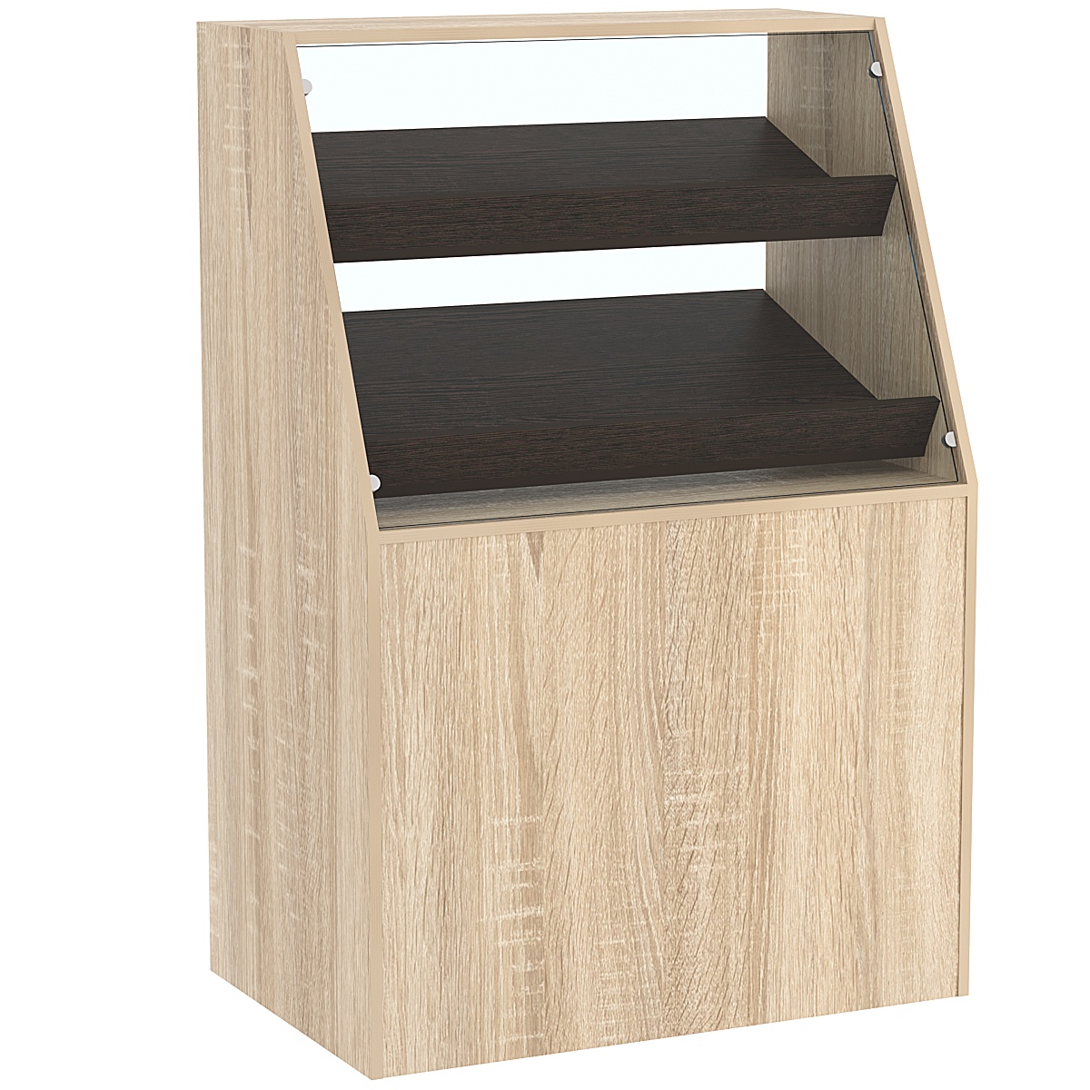 Торговый прилавок для выпечки с двумя наклонными полками серии BAKERY №1  Дуб Сонома + Дуб Венге