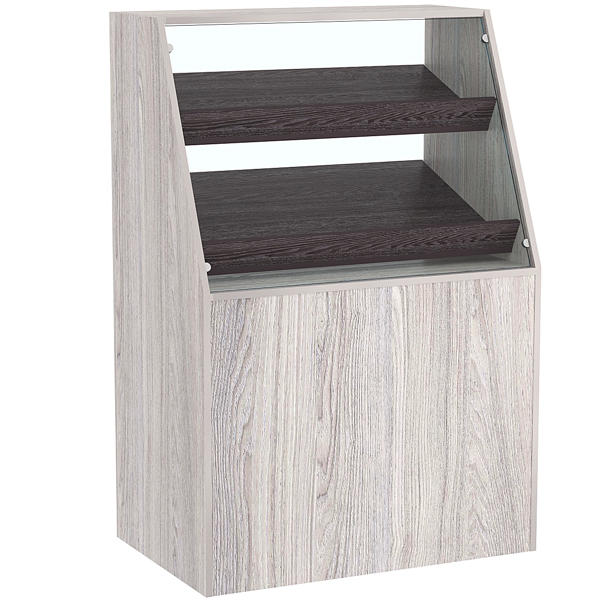 Торговый прилавок для выпечки с двумя наклонными полками серии BAKERY №1  Ясень Анкор светлый + Ясень Анкор темный