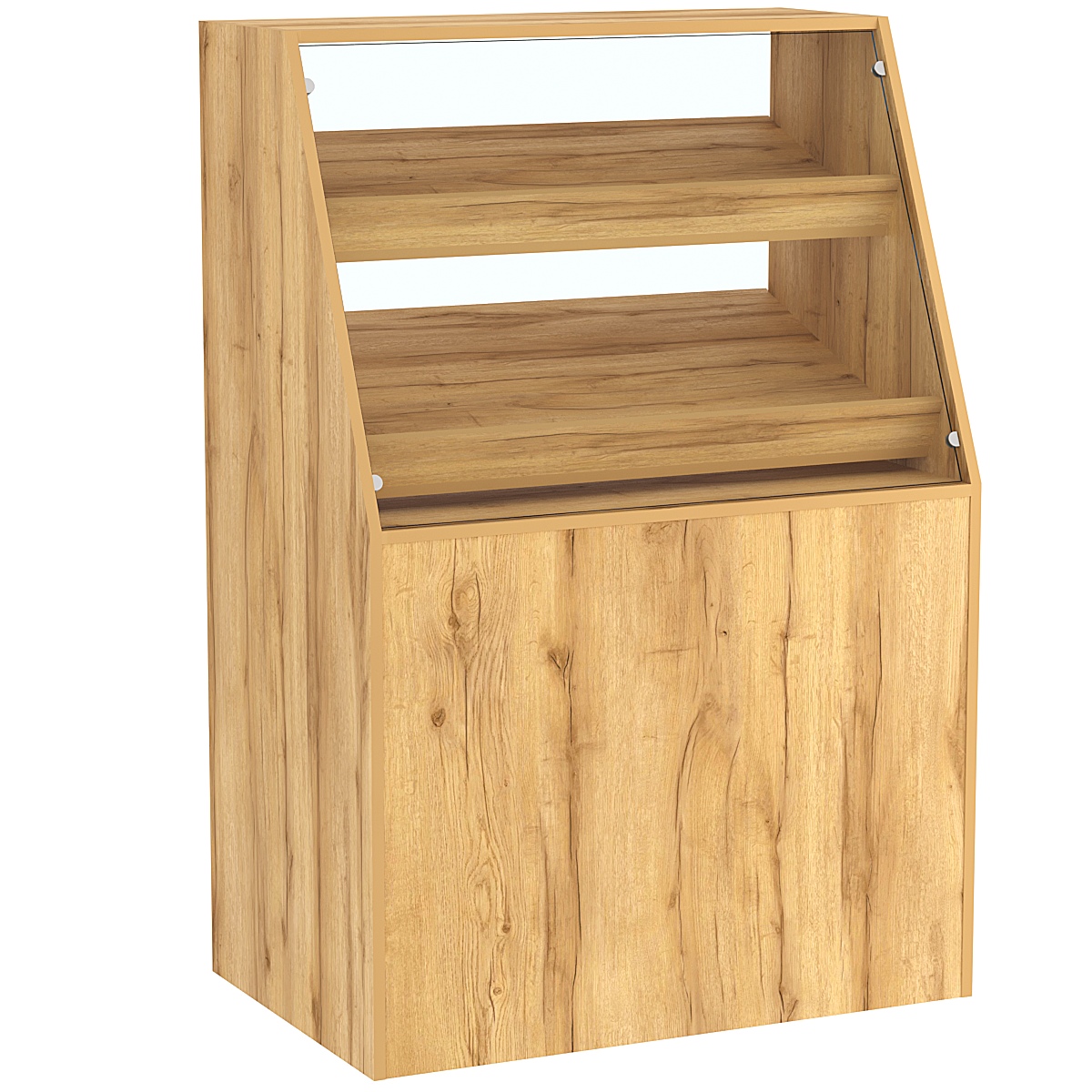 Торговый прилавок для выпечки с двумя наклонными полками серии BAKERY №1  Дуб Золотистый