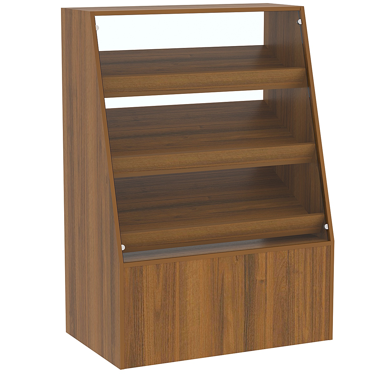 Торговый прилавок для выпечки с тремя наклонными полками под экраны серии BAKERY №2 Орех