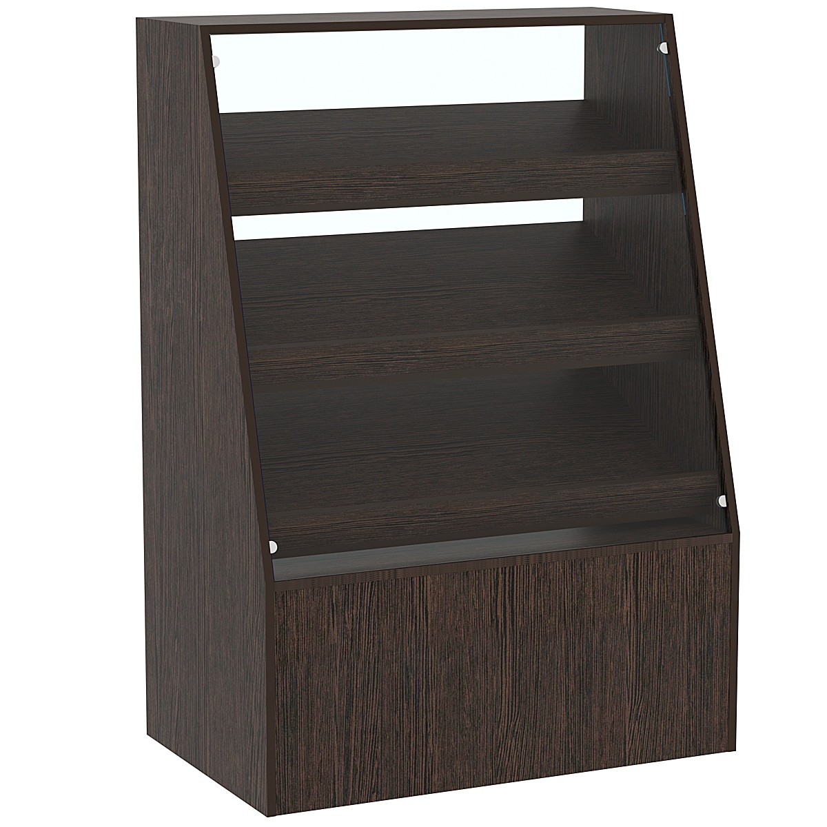 Торговый прилавок для выпечки с тремя наклонными полками под экраны серии BAKERY №2 Дуб Венге