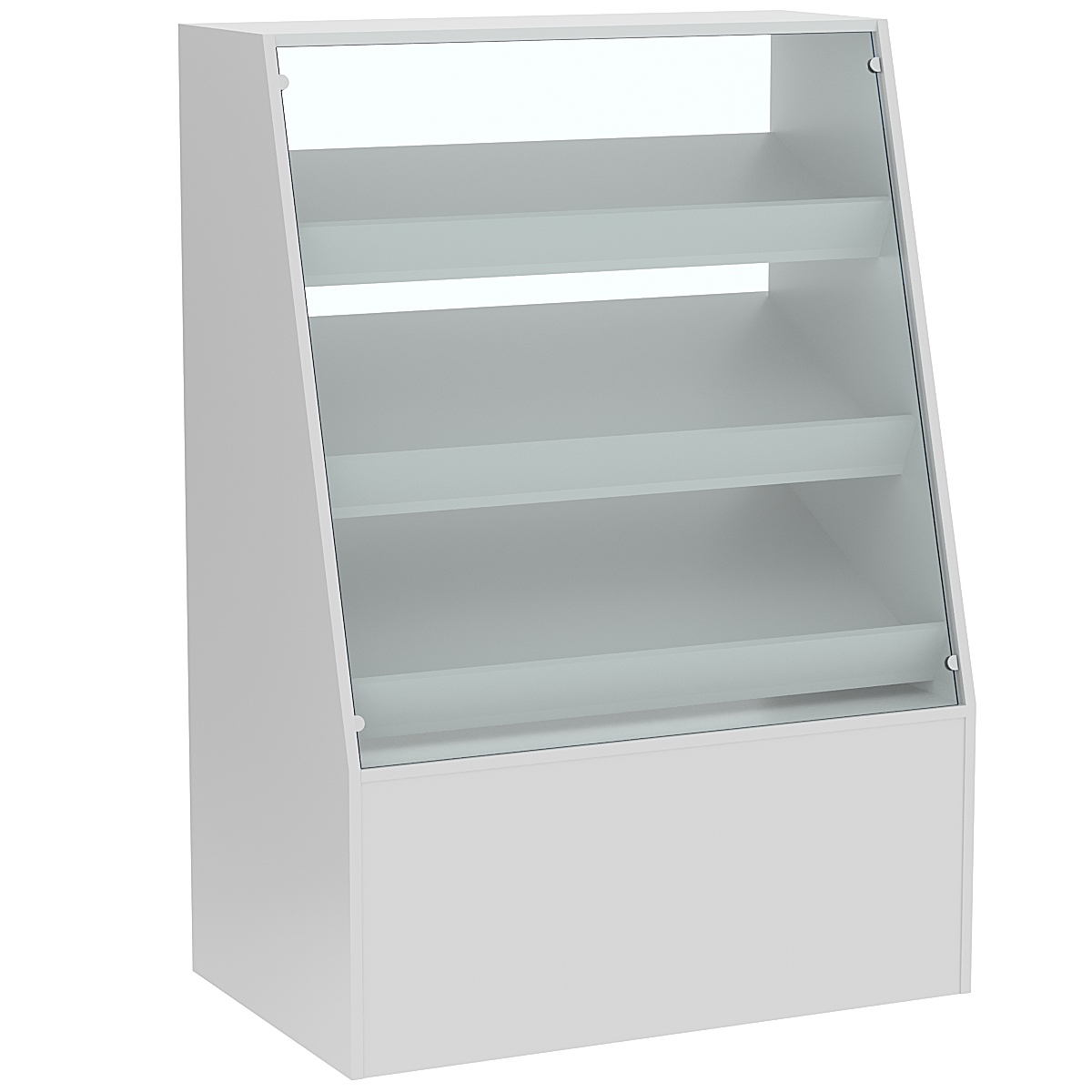 Торговый прилавок для выпечки с тремя наклонными полками под экраны серии BAKERY №2 Серый