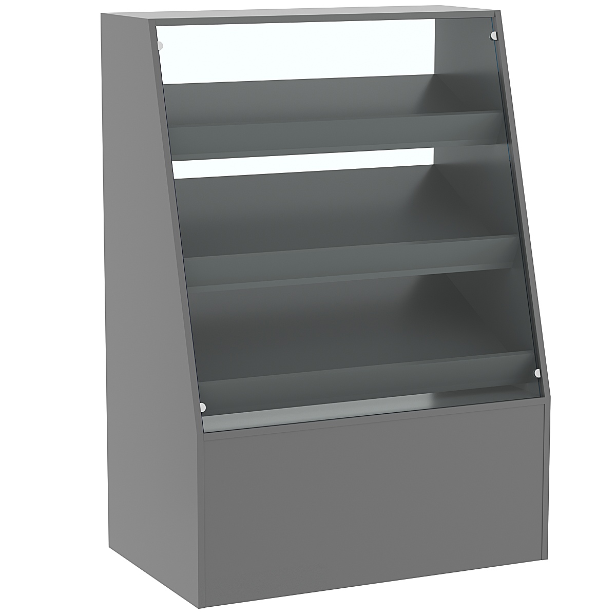 Торговый прилавок для выпечки с тремя наклонными полками под экраны серии BAKERY №2 Темно-Серый