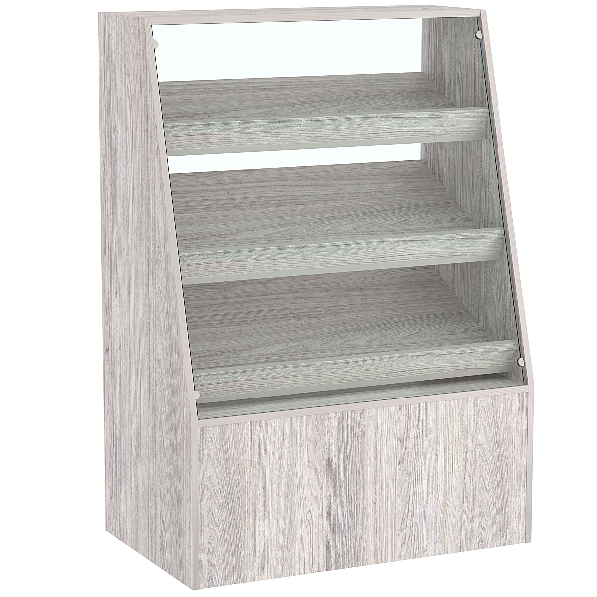 Торговый прилавок для выпечки с тремя наклонными полками под экраны серии BAKERY №2 Ясень Анкор светлый - U31104