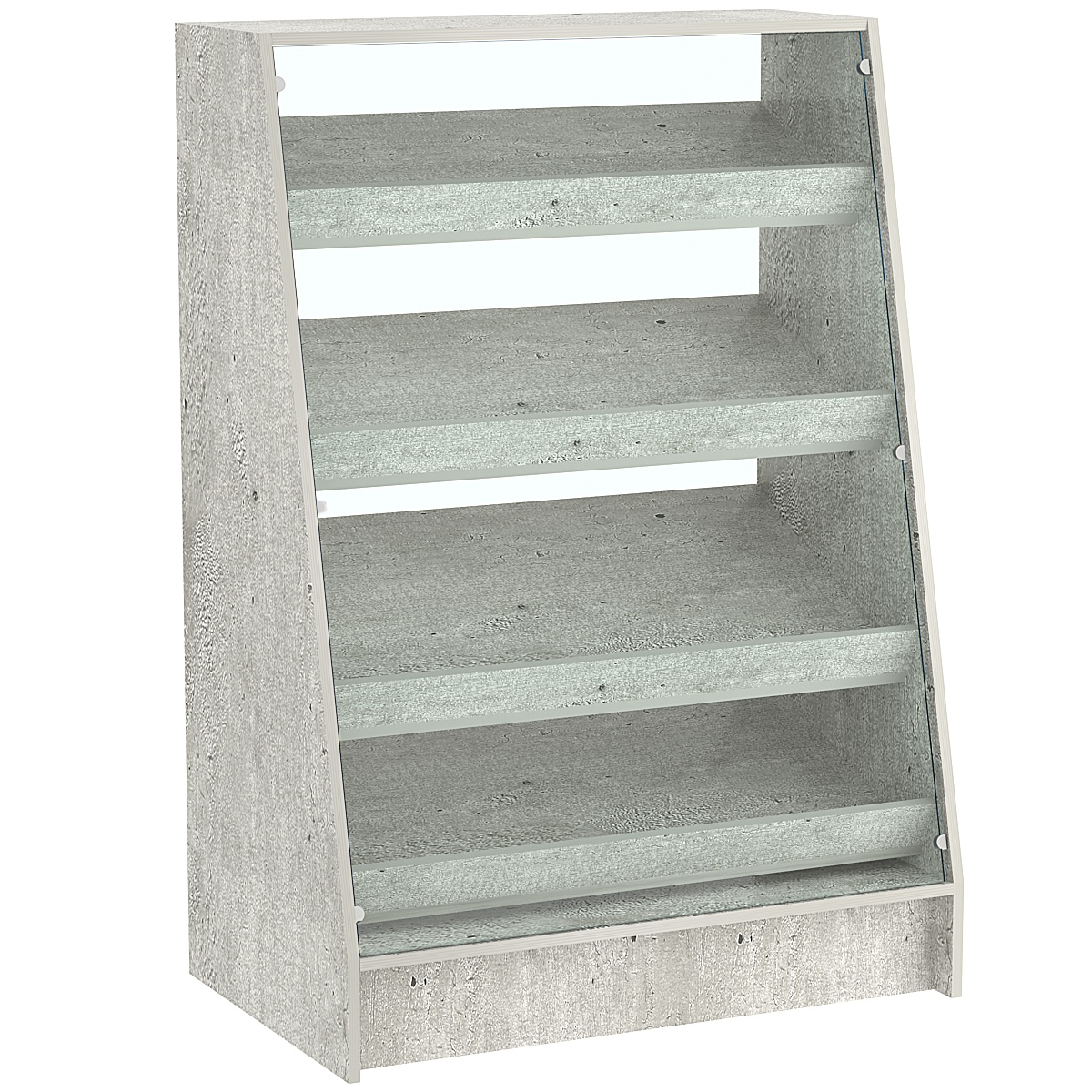 Торговый прилавок для выпечки с четырьмя наклонными полками и бортиками серии BAKERY №3 Метрополитан Грей