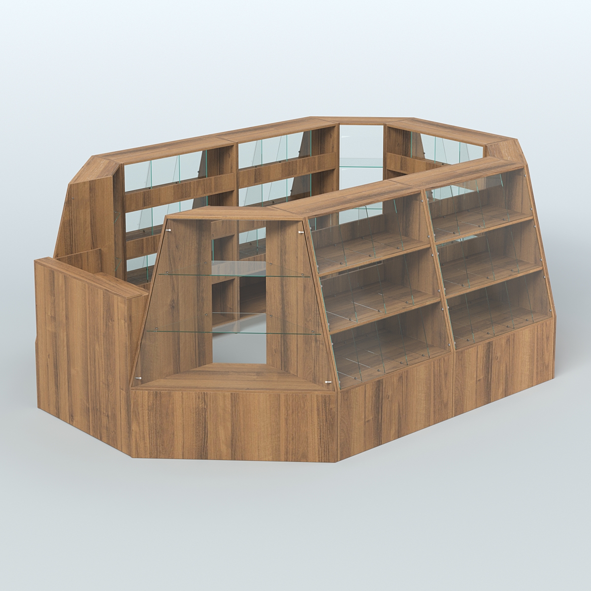 Торговый островок средний со стеклянными разделителями для продажи конфет и орехов 65 ячеек №2-1 (8,34 кв.м) Орех