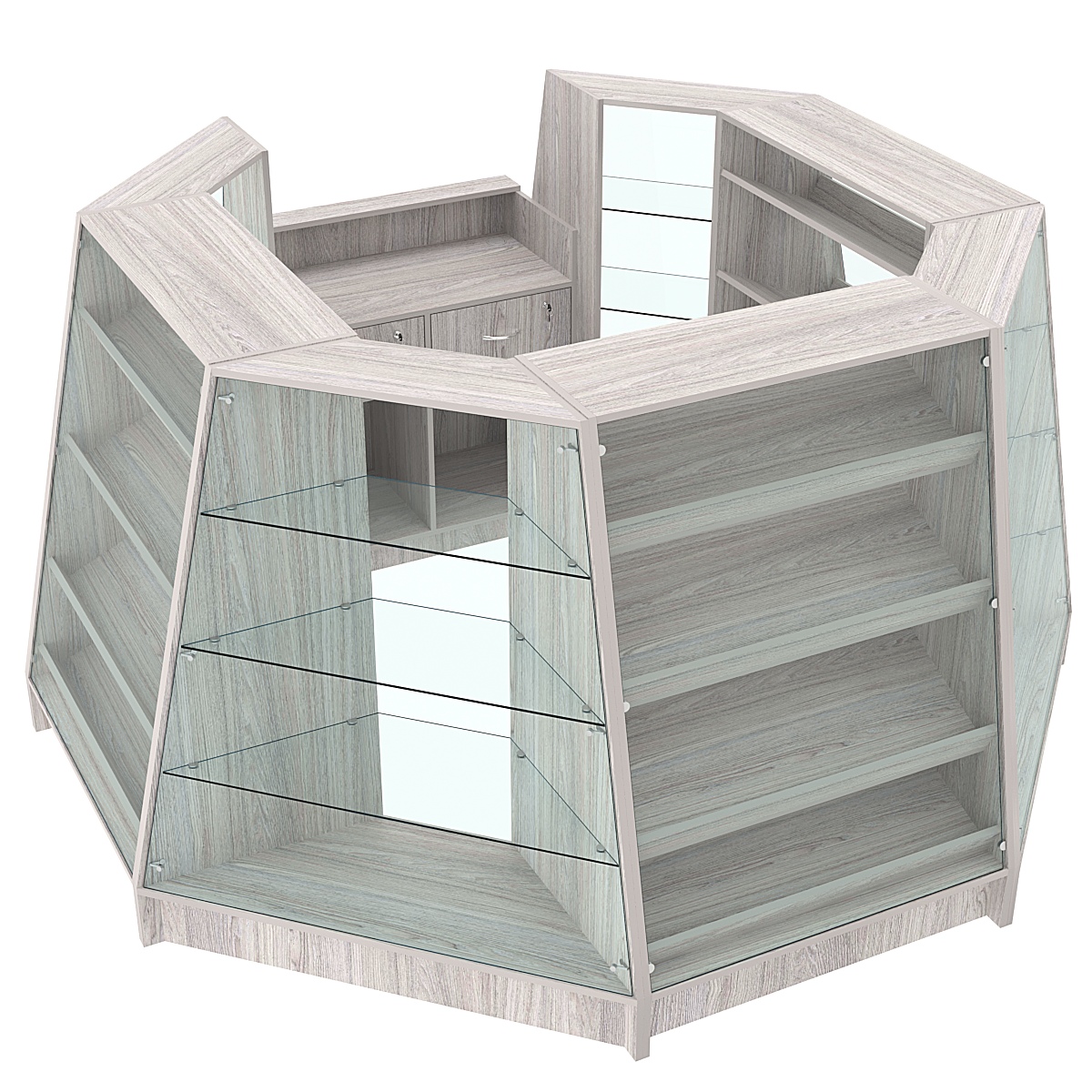 Низкий квадратный торговый остров для продажи выпечки и хлеба серии BAKERY №1-2 (4,94 кв.м) Ясень Анкор светлый - U31104