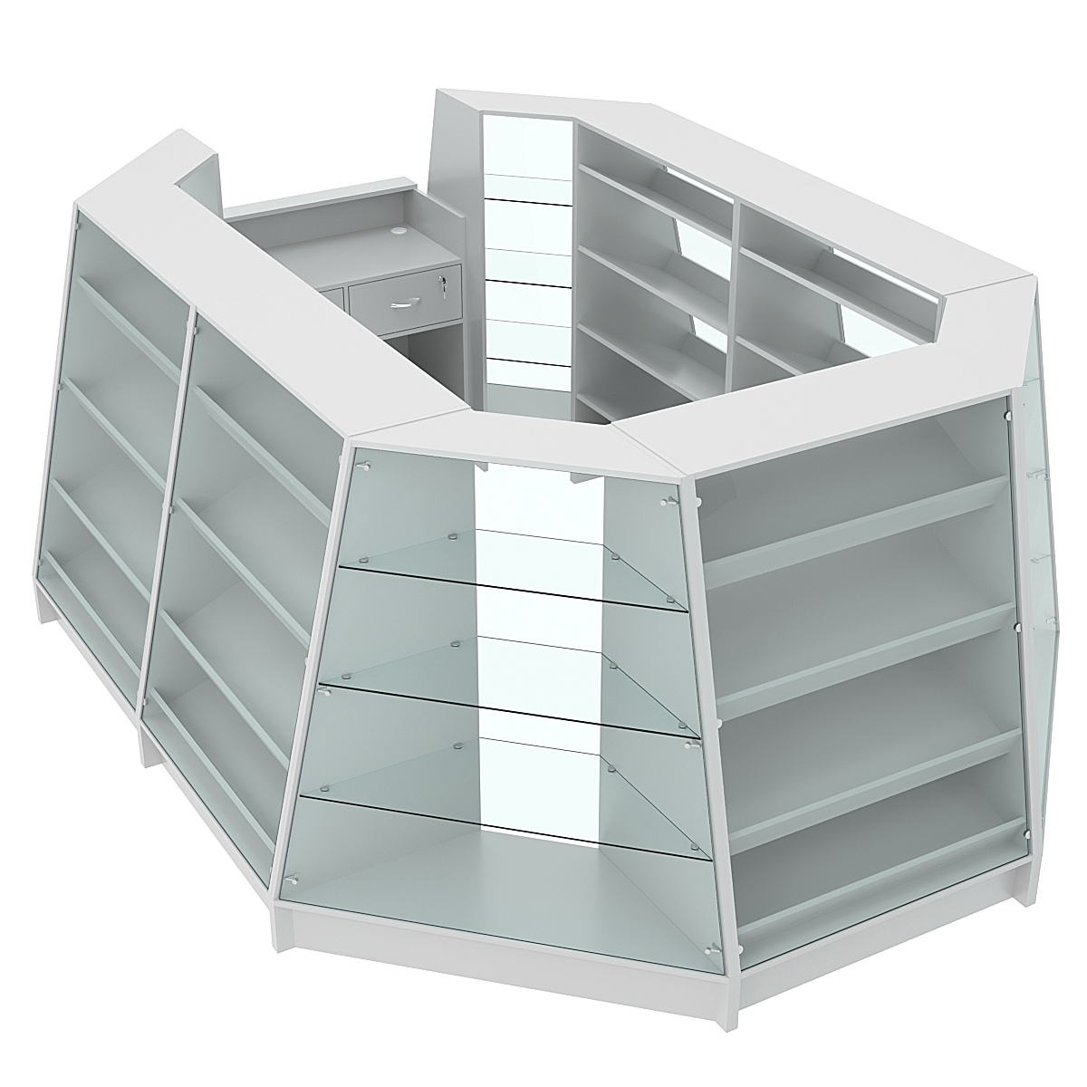 Низкий обзорный торговый остров для продажи выпечки и хлеба серии BAKERY №2-2 (8,34 кв.м) Серый