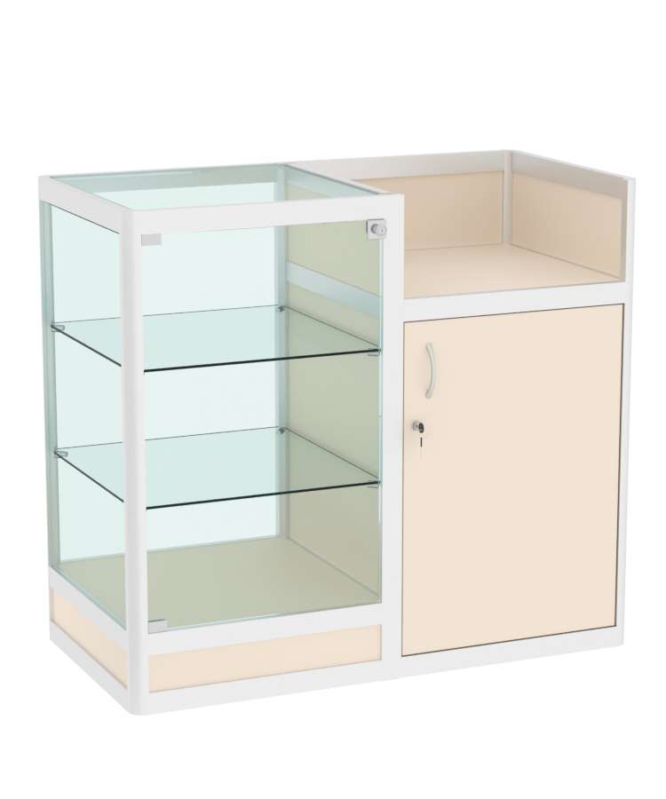 Прилавок под кассу из профиля №4  (закрытый) Крем Вайс