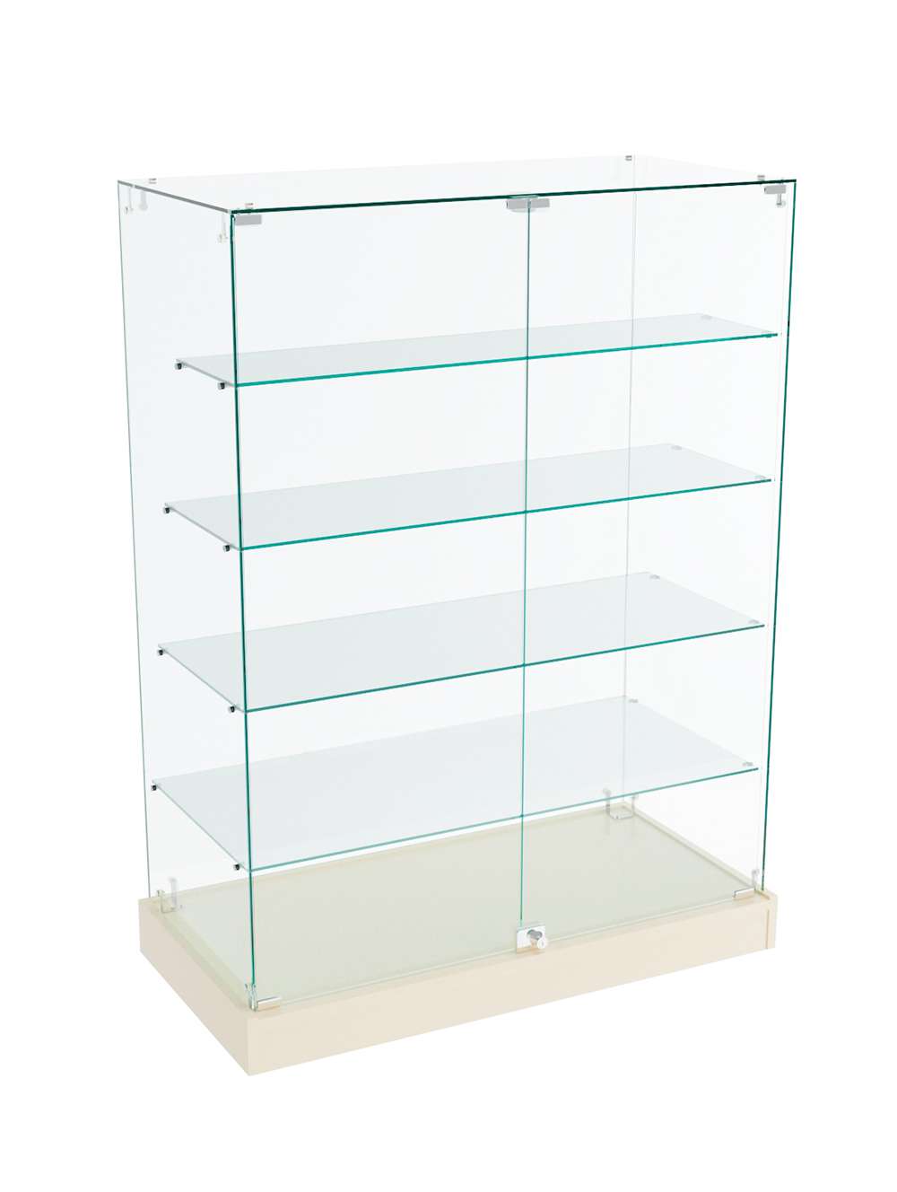 Прилавок Истра с четырьмя стеклянными полками расположен-ными "лесенкой" №109 (закрытый) Крем Вайс