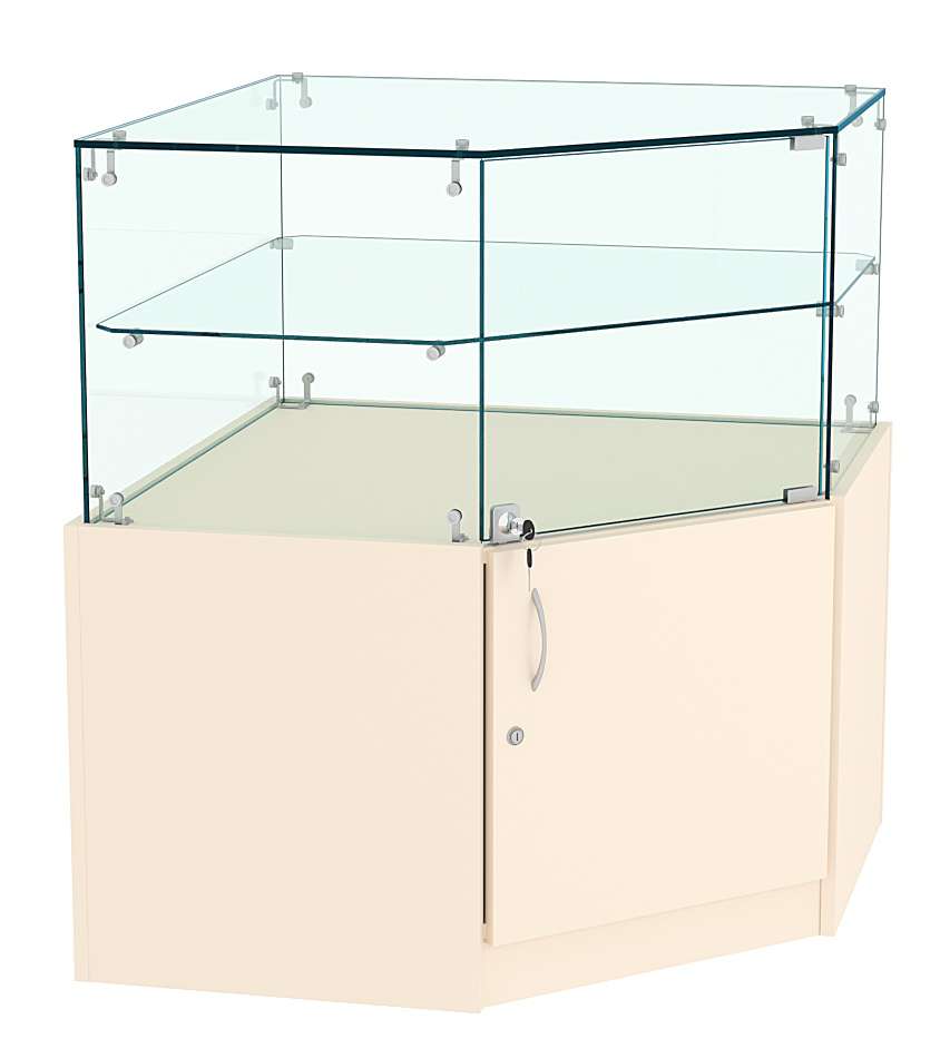 Прилавок Истра №104 угловой (закрытый) Крем Вайс