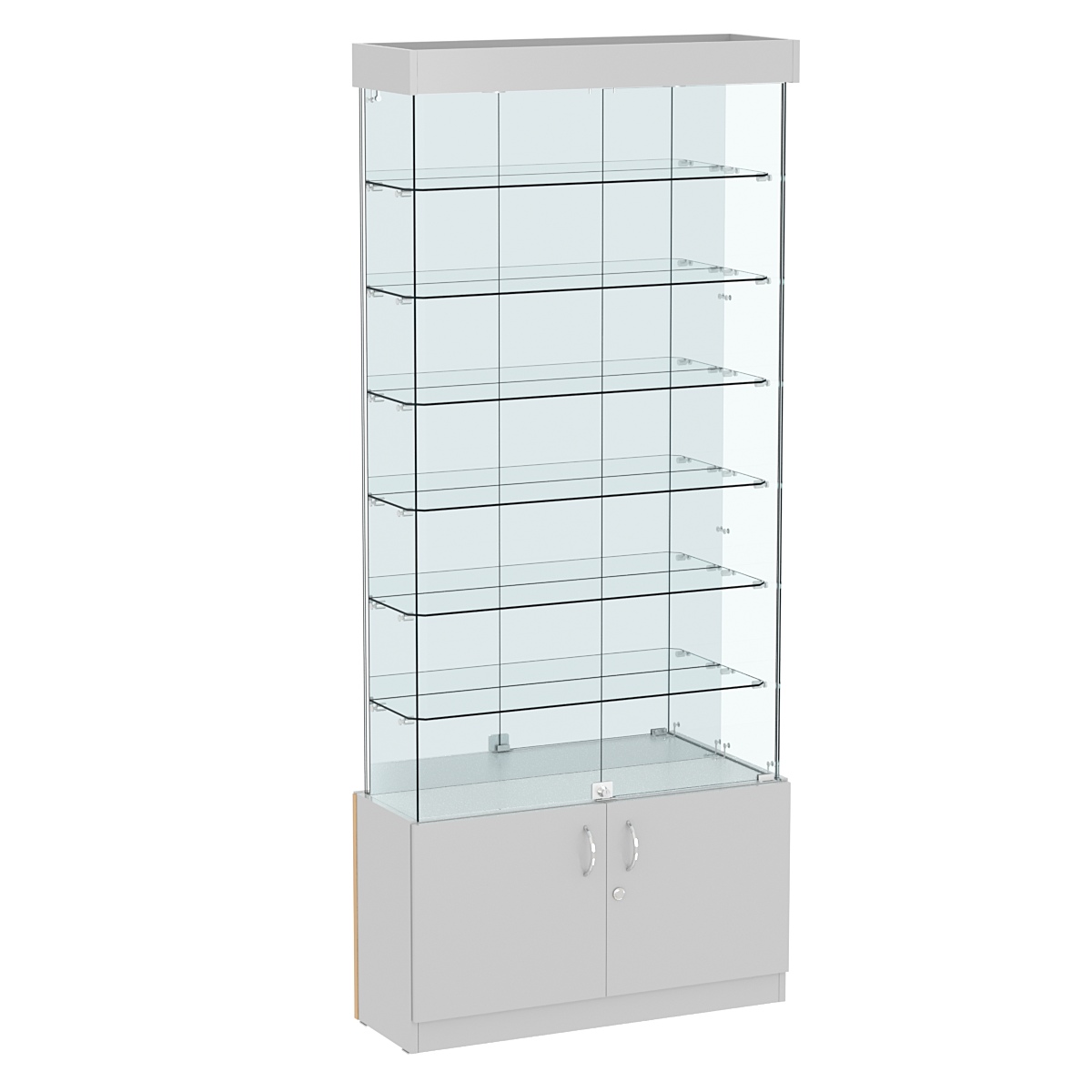 Витрина Истра №32 прямоугольная (задняя стенка - зеркало) Серый