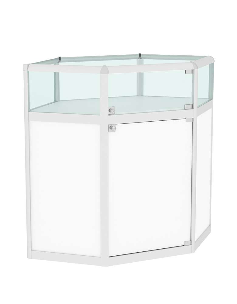 Прилавок из профиля угловой шестигранный №2 (закрытый) Белый