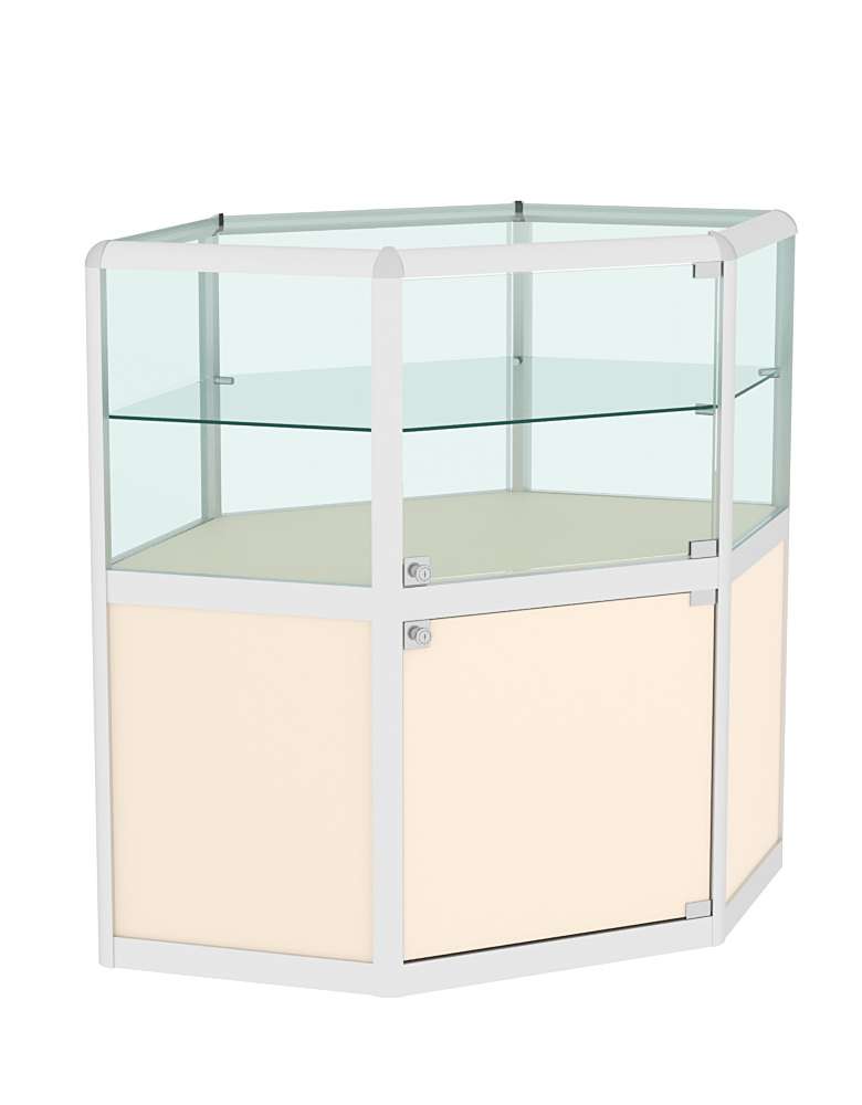 Прилавок из профиля угловой шестигранный №3  (закрытый) Крем Вайс