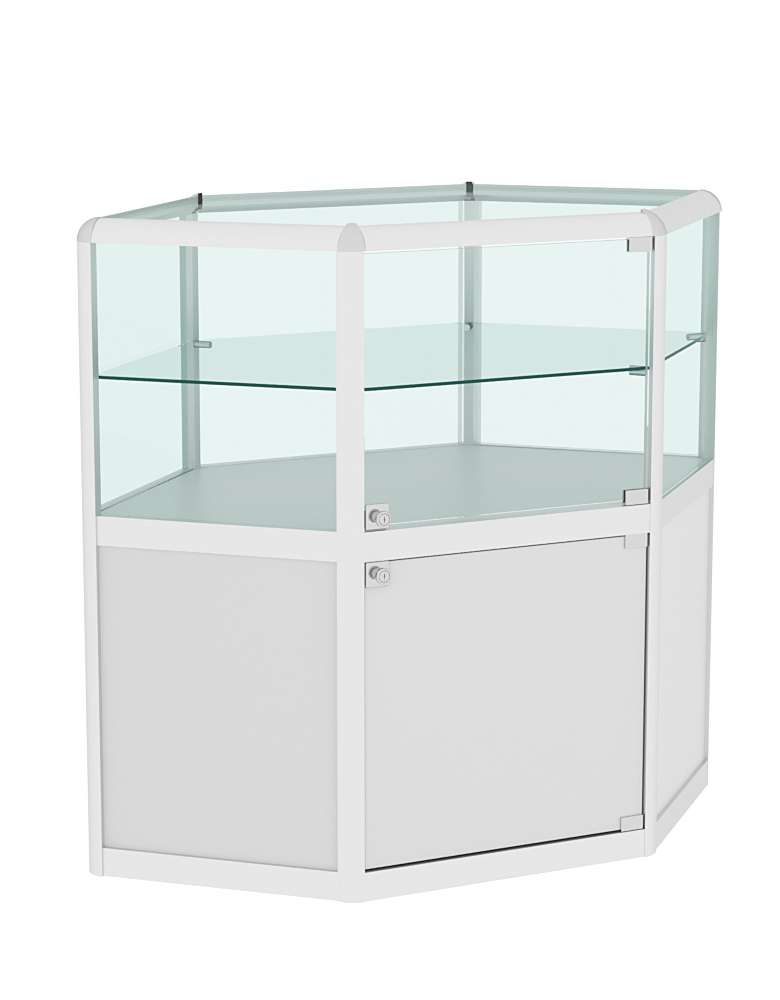 Прилавок из профиля угловой шестигранный №3  (закрытый) Серый