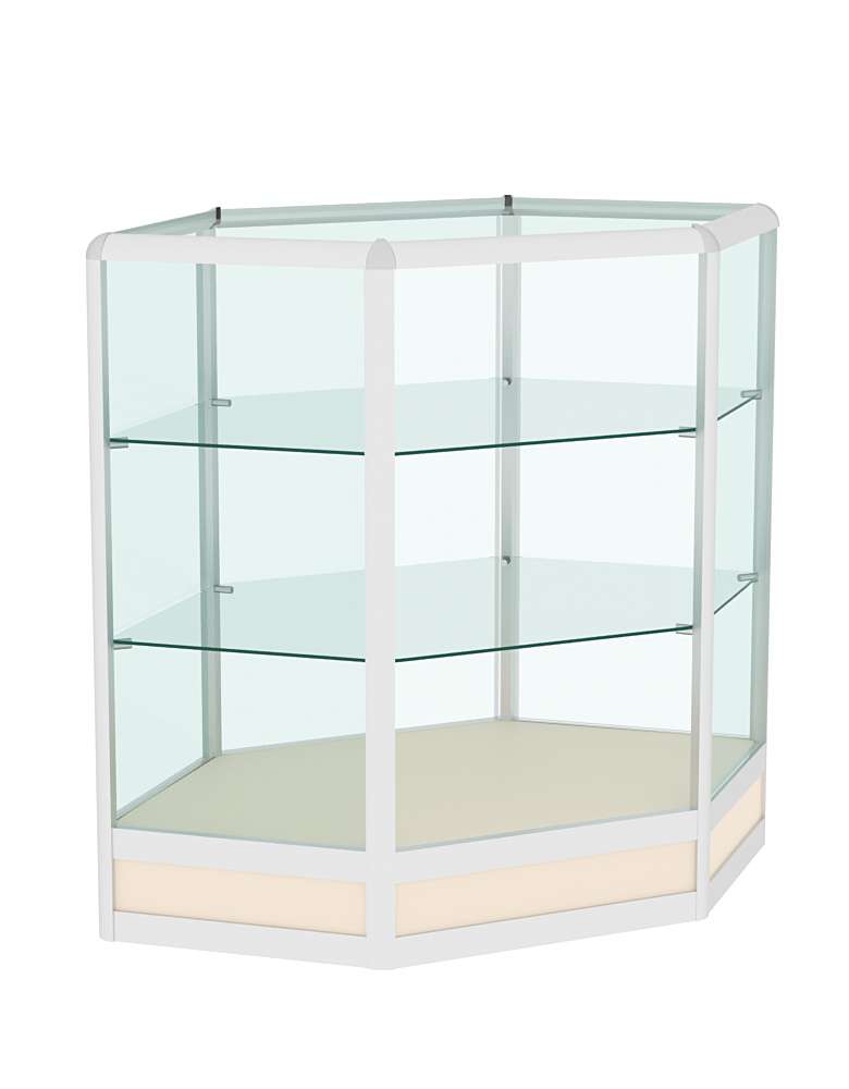 Прилавок из профиля угловой шестигранный №4 (открытый) Крем Вайс