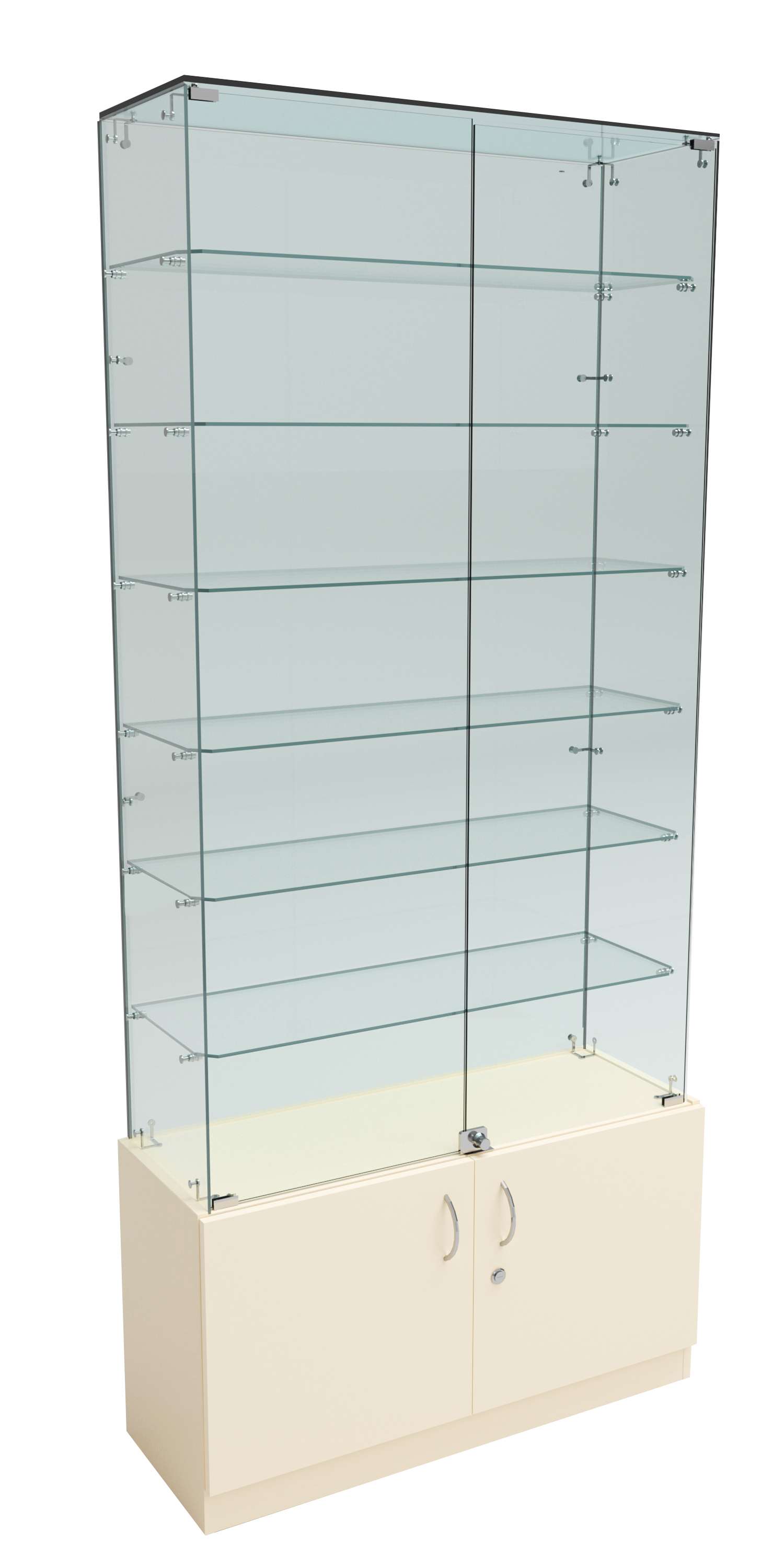 Витрина Истра №33 прямоугольная (задняя стенка - стекло) Крем Вайс