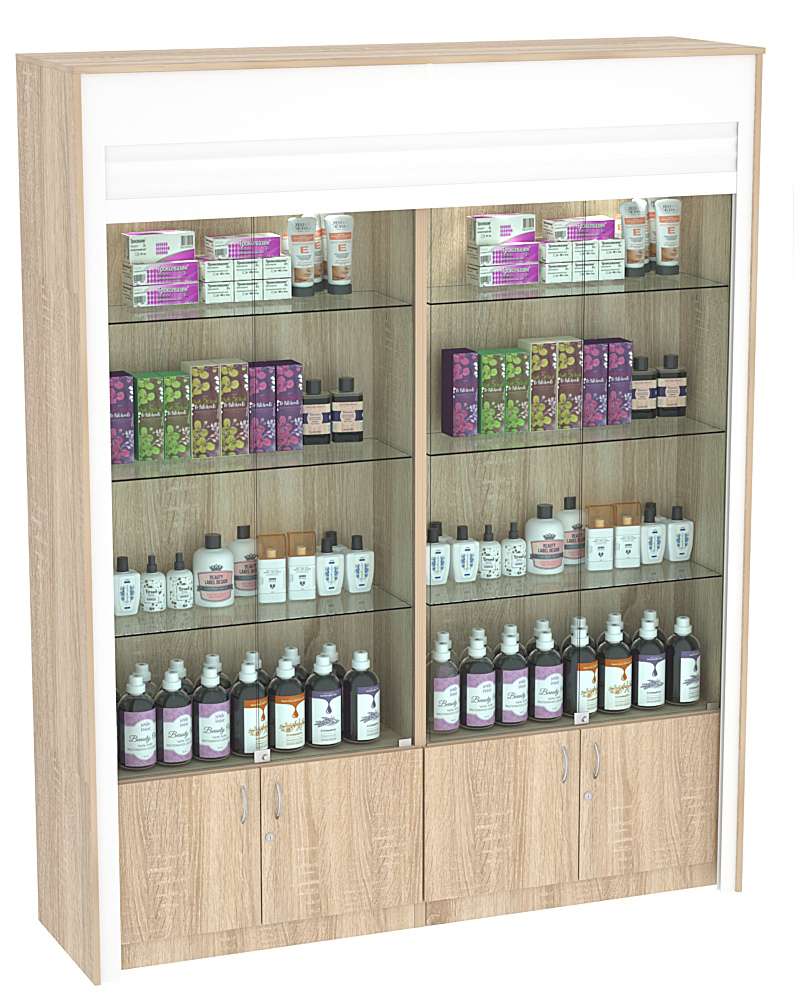 Торговая витрина двухсекционная с рольставнями ЭКДВ-300-1 Дуб сонома