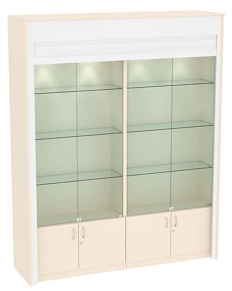 Торговая витрина двухсекционная с рольставнями ЭКДВ-300-1 Крем Вайс