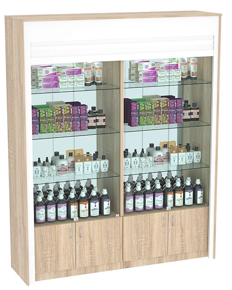 Торговая витрина двухсекционная с рольставнями ЭКДВ-300-3 Дуб сонома