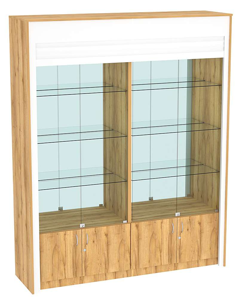 Торговая витрина двухсекционная с рольставнями ЭКДВ-300-3 Дуб Золотистый