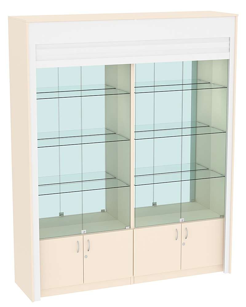 Торговая витрина двухсекционная с рольставнями ЭКДВ-300-3 Крем Вайс